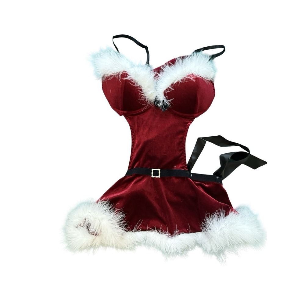 Christmas Seductivewear Santa Baby Velvet Lingerie Costume 2 Pc Set L NWT